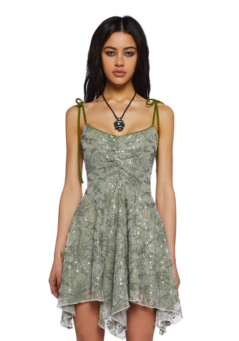 Keep Shining Mini Dress-Green Sparkle