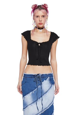 No Serious Commitment Crop Top - Black