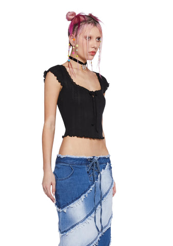 No Serious Commitment Crop Top - Black