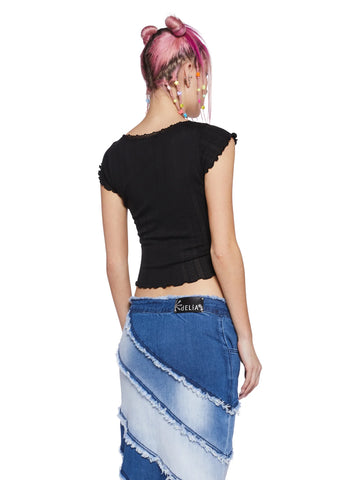 No Serious Commitment Crop Top - Black