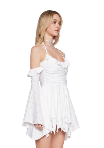 Fairy Delights Ruffled Handkerchief Dress - White