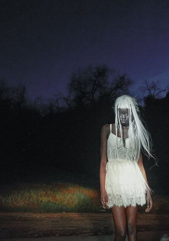 Wished Upon Lace Ruffle Mini Dress - Off White