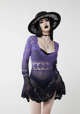 Bottled Appetites Crochet Dress - Purple