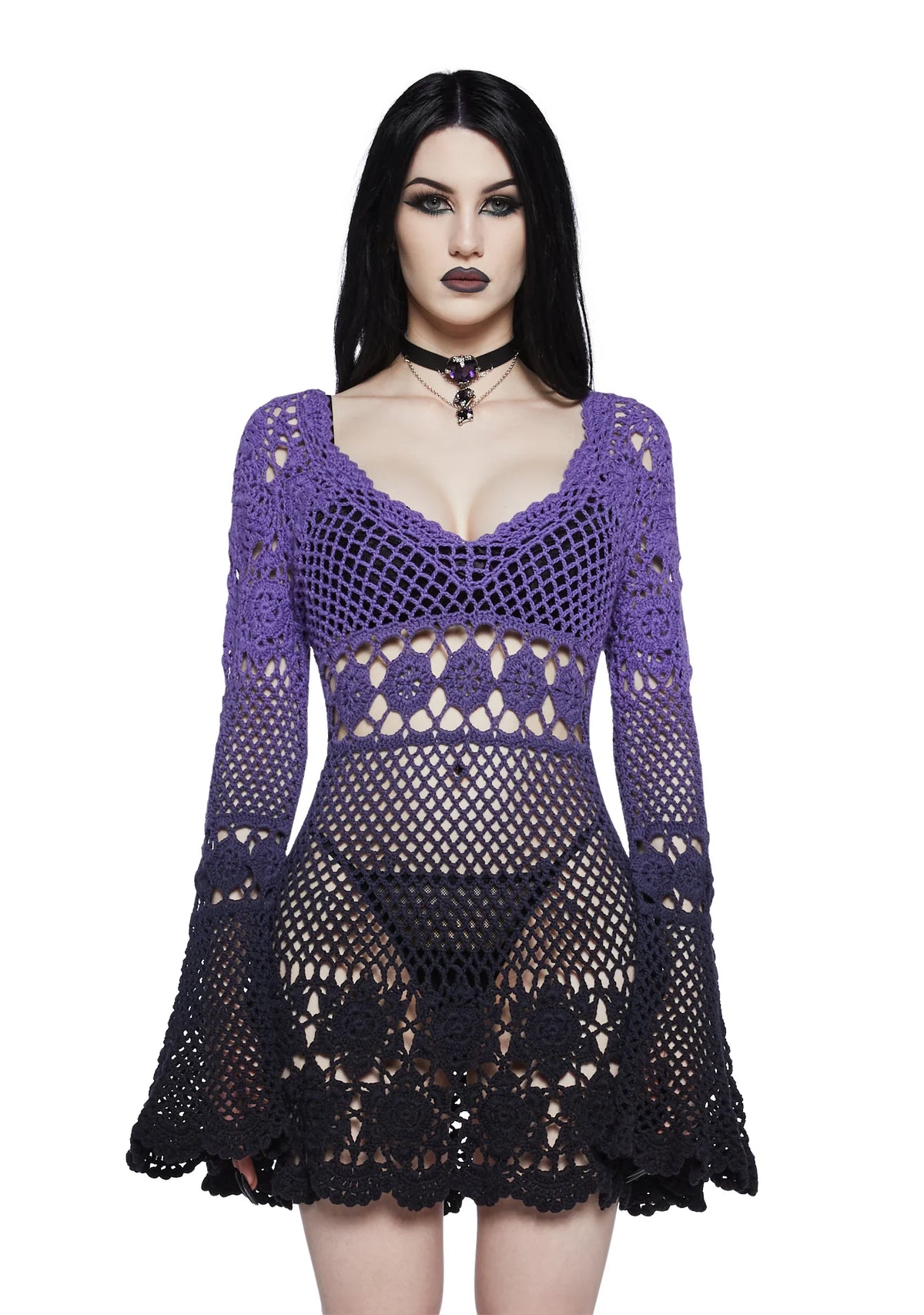 Bottled Appetites Crochet Dress - Purple