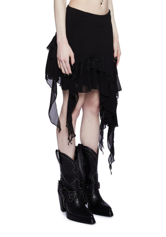Hardest Of Hearts Midi Skirt - Black