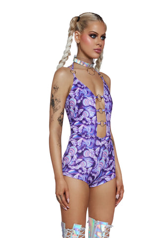 Sonic Bloom Cut-Out Romper - Purple