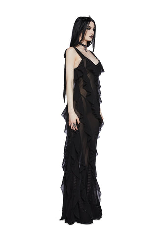Desires Unveiled Ruffled Maxi Dress