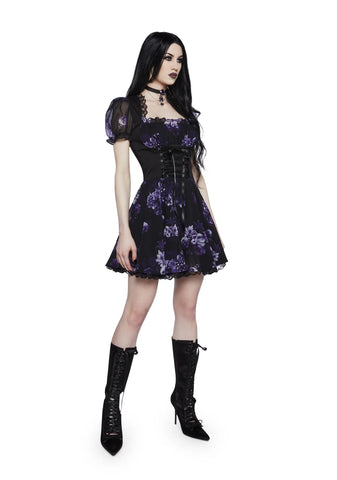 Spiritual Sacrilege Mini Dress - Black/Purple