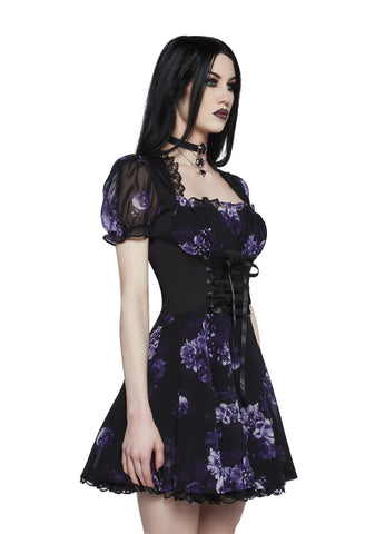 Spiritual Sacrilege Mini Dress - Black/Purple