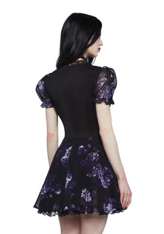 Spiritual Sacrilege Mini Dress - Black/Purple