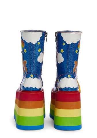 Up And Away Platform Boots - Rainbow