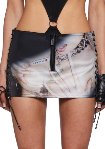 Icon Print Mini Skirt