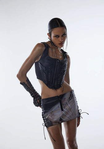 Icon Print Mini Skirt