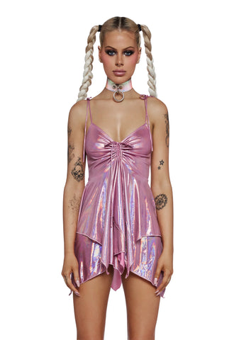 F Is For Fairies Handkerchief Dress - Pink Metallic