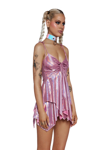 F Is For Fairies Handkerchief Dress - Pink Metallic