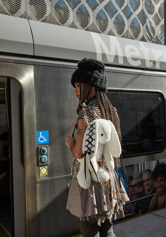 Cuddly Bunny Plush Backpack - White