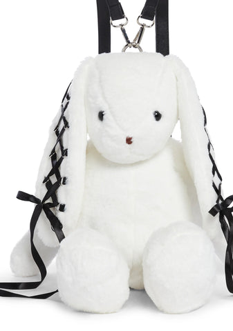 Cuddly Bunny Plush Backpack - White