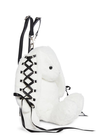 Cuddly Bunny Plush Backpack - White