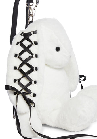 Cuddly Bunny Plush Backpack - White
