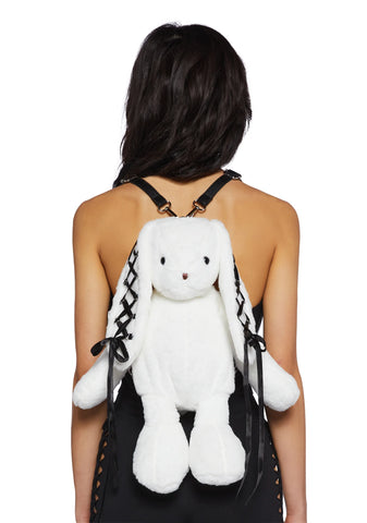 Cuddly Bunny Plush Backpack - White