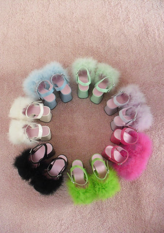 Blushin' N' Crushin' Marabou Heels - Mint
