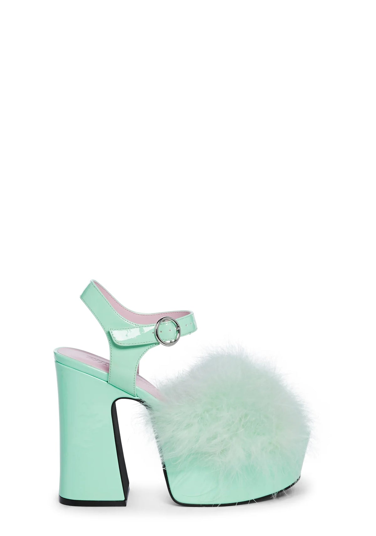 Blushin' N' Crushin' Marabou Heels - Mint