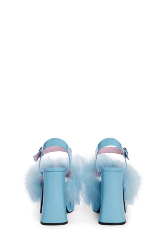 Blushin' N' Crushin' Marabou Heels - Baby Blue