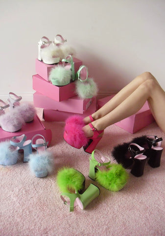 Blushin' N' Crushin' Marabou Heels - Hot Pink