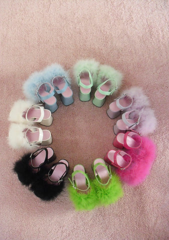 Blushin' N' Crushin' Marabou Heels - Black