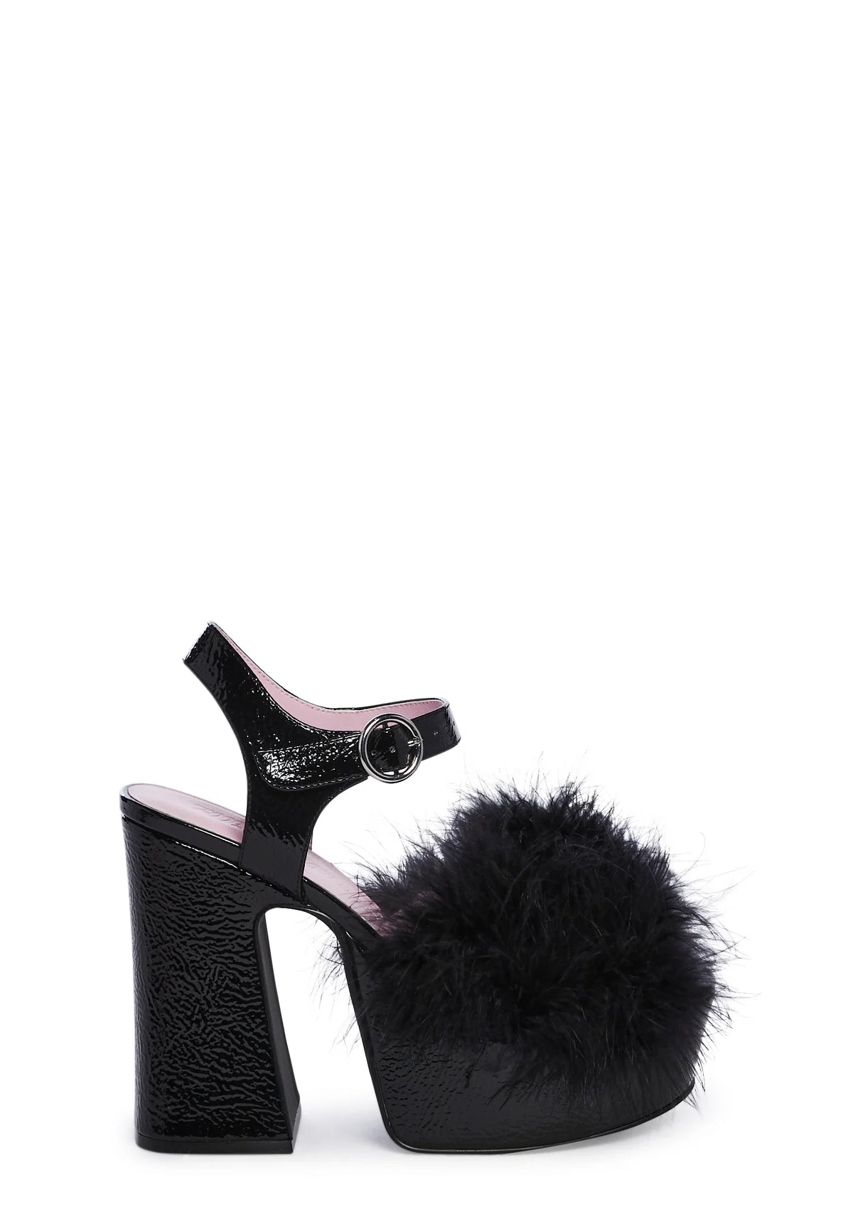 Blushin' N' Crushin' Marabou Heels - Black