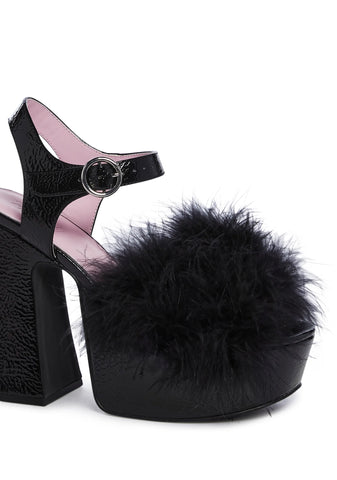 Blushin' N' Crushin' Marabou Heels - Black