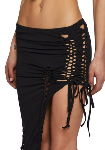 Bad Habits Midi Skirt-Black