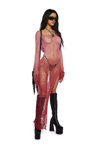 A Lifetime With You Longline Sweater-Red