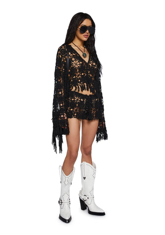 Palms Retreat Crochet Shorts - Black