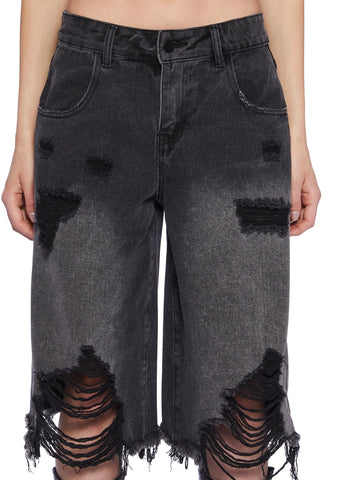 Streetwise Maven Denim Shorts - Black