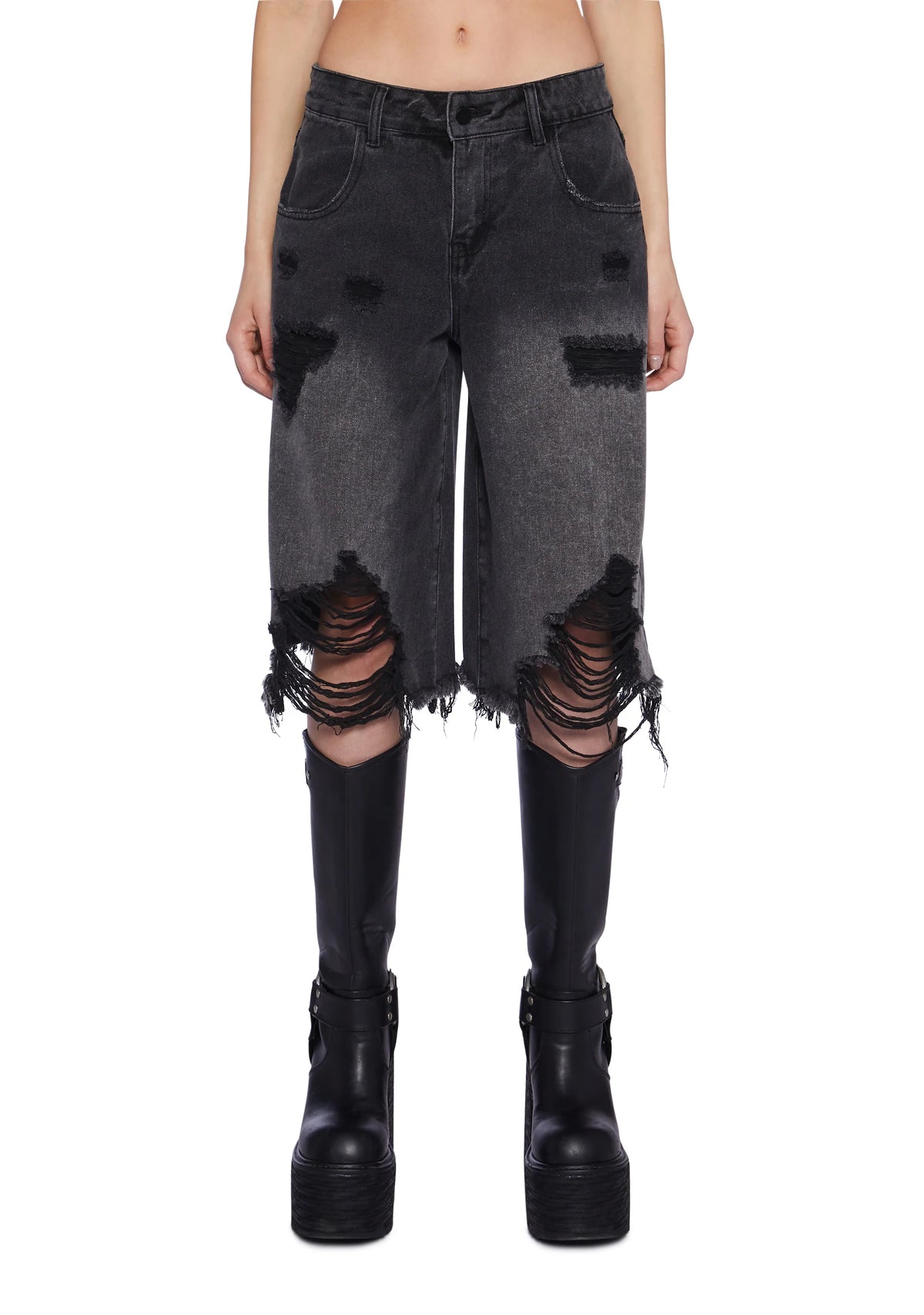 Streetwise Maven Denim Shorts - Black