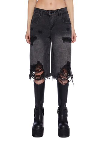 Streetwise Maven Denim Shorts - Black