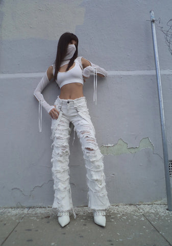 Pitch Washed Heavy Distressed Jeans