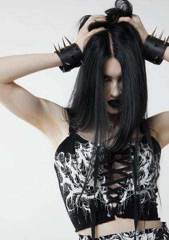 Rebel Uprising Corset Top And Arm Warmers Set