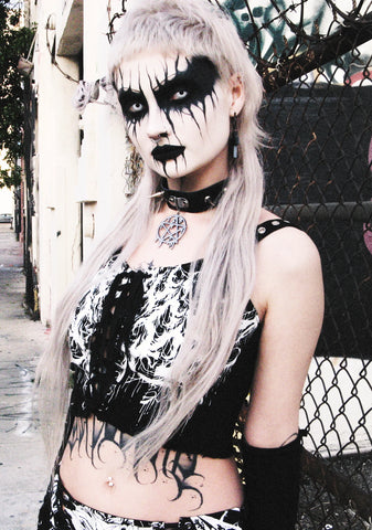 Rebel Uprising Corset Top And Arm Warmers Set