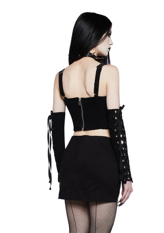 Rebel Uprising Corset Top And Arm Warmers Set