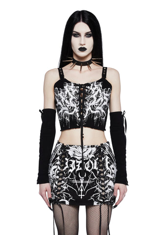 Rebel Uprising Corset Top And Arm Warmers Set