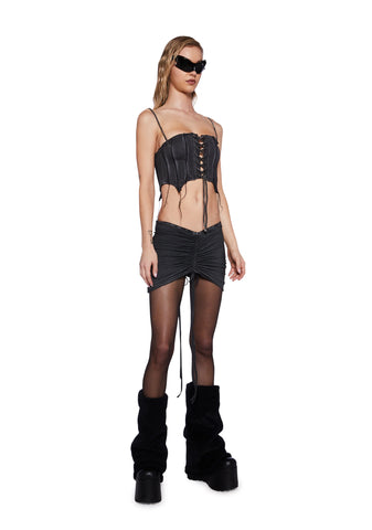 Pitch Washed Corset Top - Black