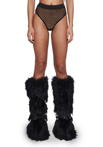 Techno Fantasy Fishnet Booty Shorts - Black