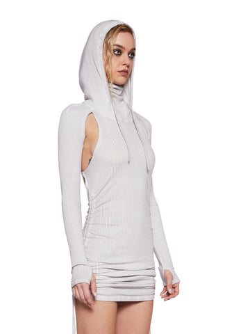 Pitch Ruched Mini Dress - White