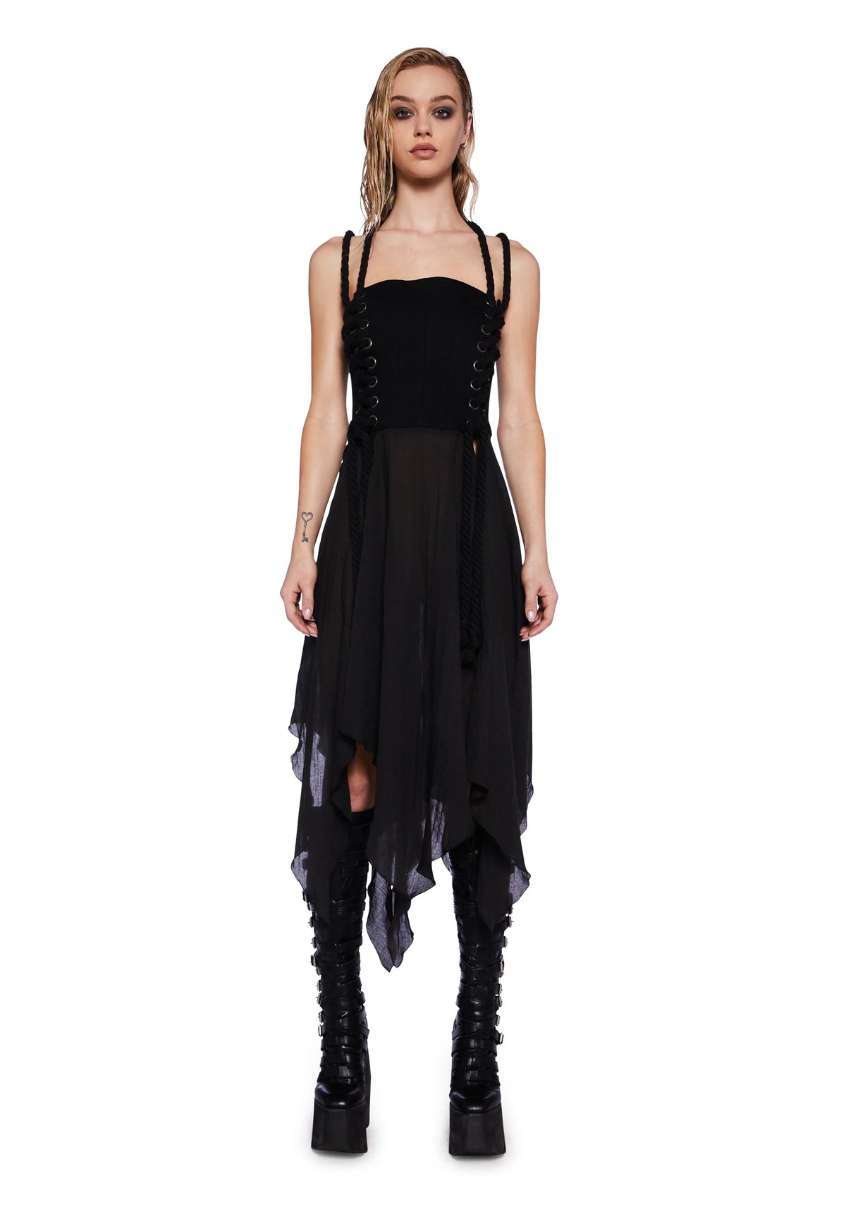 Pitch Twill Corset Midi Dress