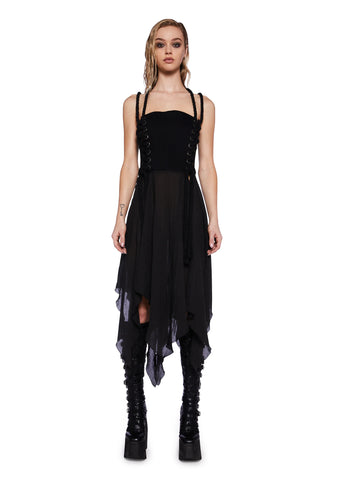 Pitch Twill Corset Midi Dress