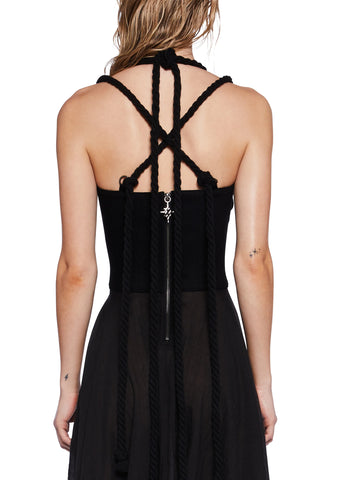 Pitch Twill Corset Midi Dress