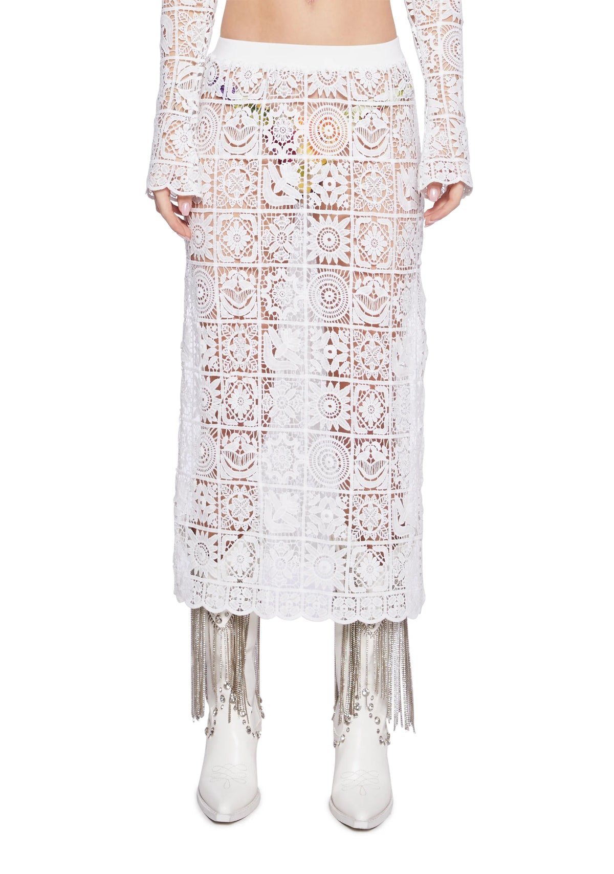 Country Charm Crochet Maxi Skirt