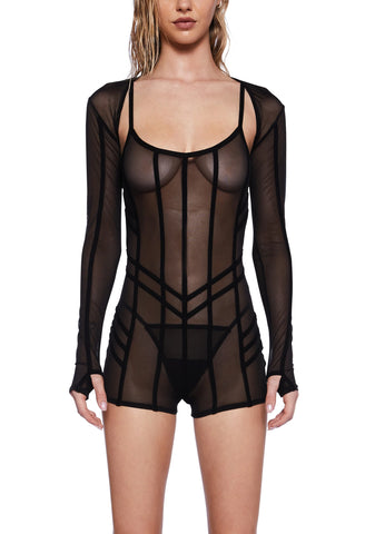 Pitch Mesh Romper Set